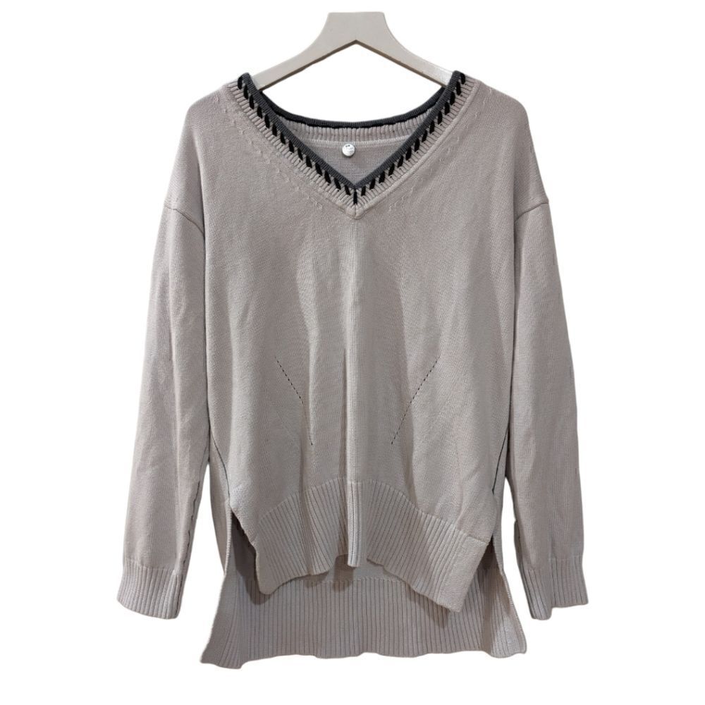 Margaret O'Leary Women's V-Neck Knit Sweater Long Tail Size L/XL Light Lavender